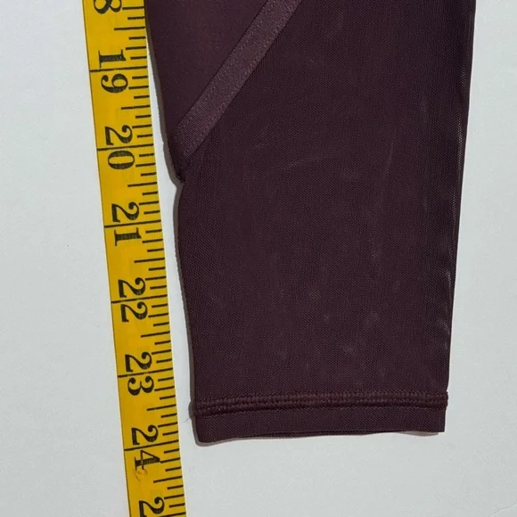 ATHLETA Leggings Women's Medium Burgundy Vitality Stash Pocket 7/8 S Tight Mesh - Picture 10 of 15